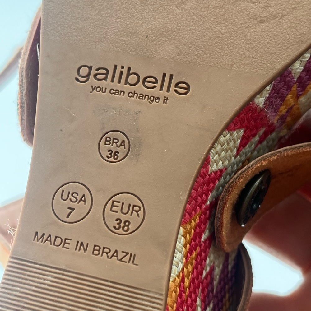 Galibelle Brown Strappy Sandals with Patterned Wedge Size 7 - Picture 7 of 10